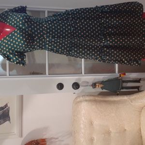 Green and Gold poka dot dress